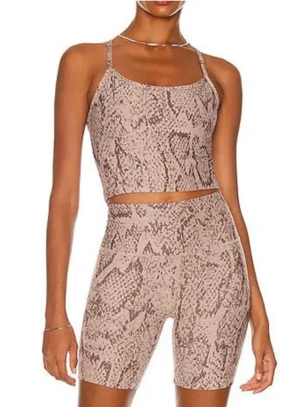 Beyond Yoga Pink Snake-Print Cropped Tank